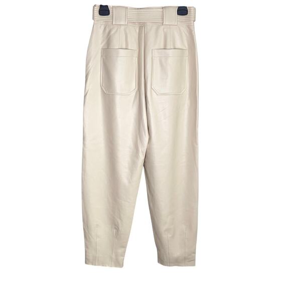 Veronica Beard Atala Faux Leather High Waisted Trouser Pants Ecru Women's 2 NWT - Picture 10 of 13